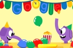google penguin doodle, google doodle, google doodle marks new year s eve with a pair of cute elephants, Penguins
