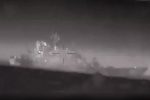 Russian Landing Ship breaking, Cesar Kunikov visuals, ukraine drone damages russian landing ship, Moscow