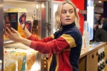 captain marvel actress, Captain Marvel Star Brie Larson, captain marvel star brie larson surprises her fans in amc theaters by serving popcorn, Captain marvel
