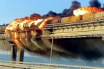 Crimea bridge fire accident, Crimea bridge damage, huge explosion on crimea bridge that connects russia, Fire accident