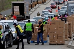LA, unemployment, food bank drive through in la and pennsylvania overrun by hundreds of unemployed americans, Food bank