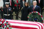 white house, Trump respects to bush, trumps pay last respect to late president bush at u s capitol, Mccain